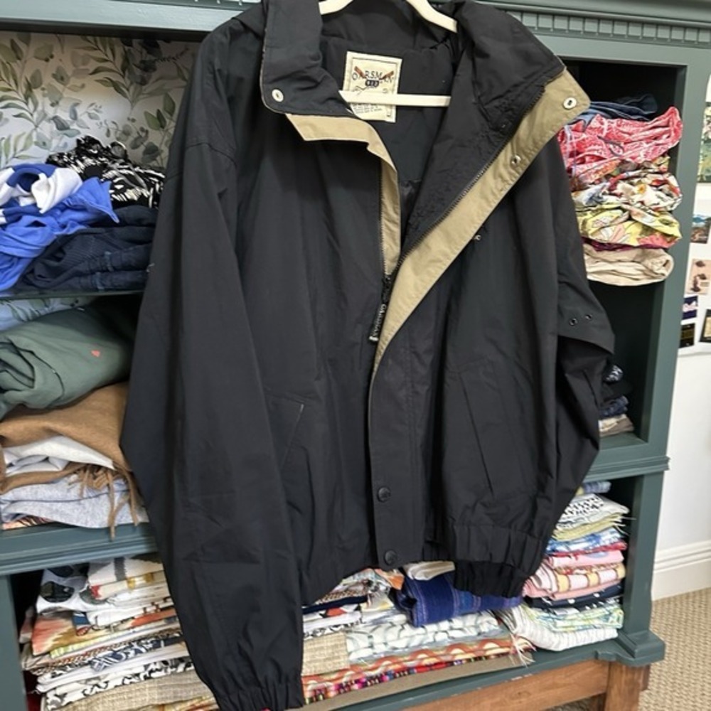 Vintage Oarsman 913 Jacket Mens XL Black Windbreaker Hooded Johnny Bench Pockets - Picture 8 of 12